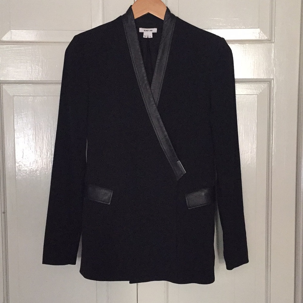 Helmut Lang leather detail blazer